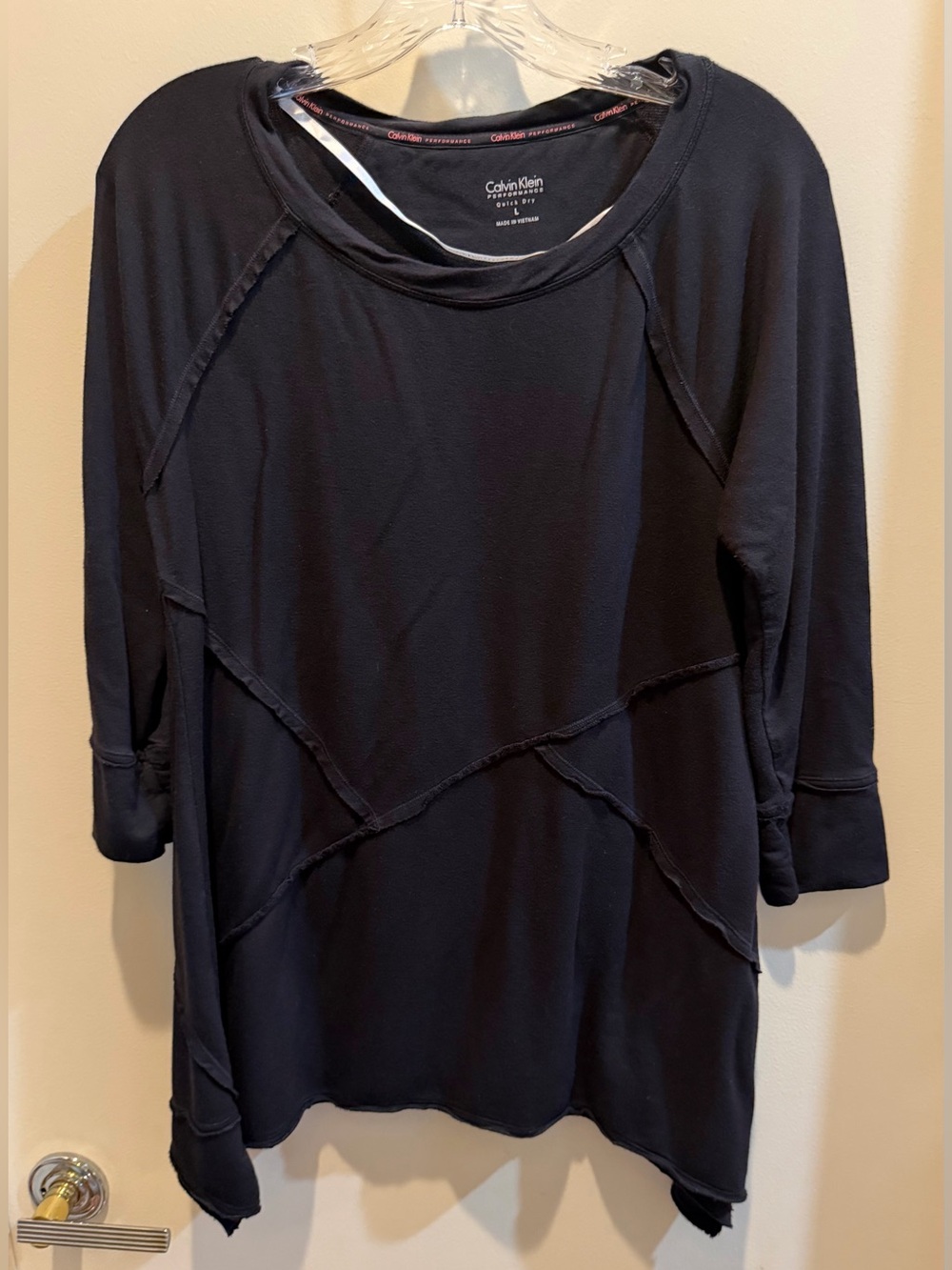 Calvin Klein Black Women's 3/5 Sleeve Quick Dry Tunic Top